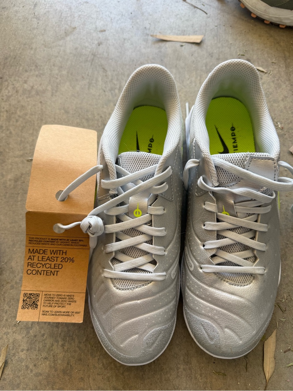 Nike Silver Tiempo soccer shoes